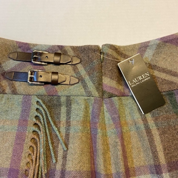 Lauren Ralph Lauren Women's Plaid Fringe Trim Tweed Mini Skirt in Natural - Picture 7 of 10